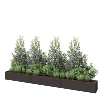 Stål plantekasse XXL - Rektangel - 360 x 30 x 30 cm - RAL7016 mat (antracitgrå) - Uden bundplade
