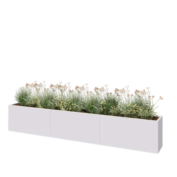 Stål plantekasse XXL - Rektangel - 360 x 40 x 60 cm - RAL9010 mat (hvid) - Uden bundplade