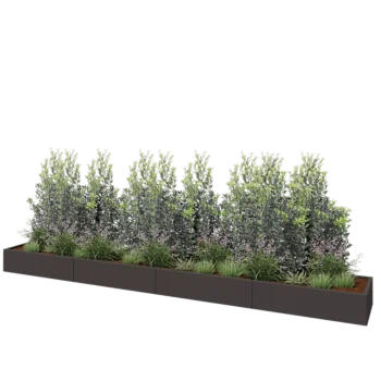 Stål plantekasse XXL - Rektangel - 480 x 60 x 30 cm - RAL7016 mat (antracitgrå) - Med bundplade