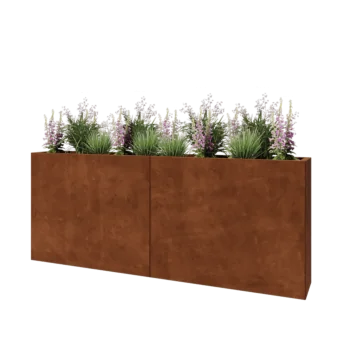 Cortenstål plantekasse XXL - Rektangel - 200 x 30 x 80 cm - Med bundplade