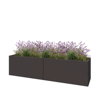 Stål plantekasse XXL - Rektangel - 200 x 50 x 50 cm - RAL7016 mat (antracitgrå) - Uden bundplade