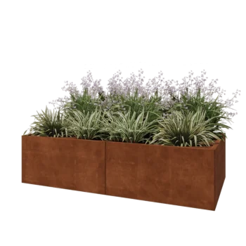 Cortenstål plantekasse XXL - Rektangel - 200 x 100 x 50 cm - Uden bundplade