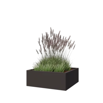 Stål plantekasse - Firkant - 80 x 80 x 30 cm - RAL7016 mat (antracitgrå) - Med bundplade