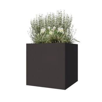 Stål plantekasse - Firkant - 80 x 80 x 80 cm - RAL7016 mat (antracitgrå) - Med bundplade