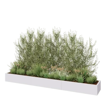 Stål plantekasse XXL - Rektangel - 360 x 50 x 30 cm - RAL9010 mat (hvid) - Uden bundplade