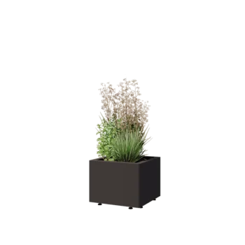 Stål plantekasse - Firkant - 40 x 40 x 30 cm - RAL7016 mat (antracitgrå) - Med bundplade - Med ben