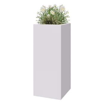 Plantekasse i glasfiber - Kvadratisk - 50 x 50 x 120 cm - RAL9010 mat (hvid) - Med bund