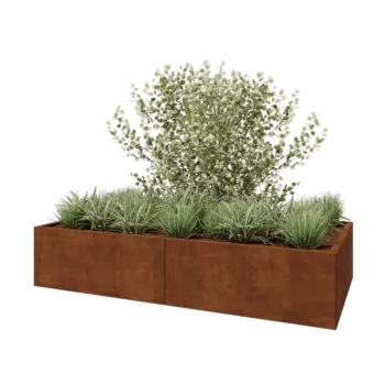 Cortenstål plantekasse XXL - Rektangel - 200 x 100 x 40 cm - Med bundplade