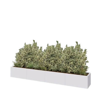 Stål plantekasse XXL - Rektangel - 320 x 40 x 40 cm - RAL9010 mat (hvid) - Med bundplade