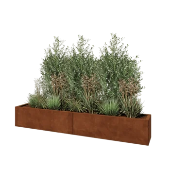 Cortenstål plantekasse XXL - Rektangel - 200 x 30 x 30 cm - Med bundplade