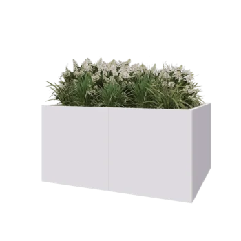 Stål plantekasse XXL - Rektangel - 160 x 120 x 80 cm - RAL9010 mat (hvid) - Med bundplade