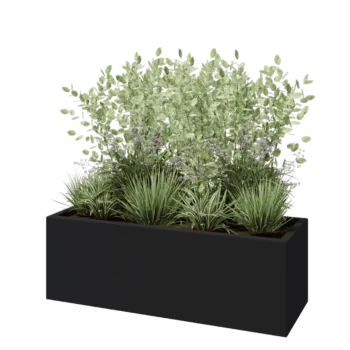 Plantekasse i glasfiber - Rektangel - 120 x 40 x 40 cm - RAL7021 mat (sortgrå) - Med bund