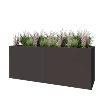 Stål plantekasse XXL - Rektangel - 200 x 60 x 80 cm - RAL7016 mat (antracitgrå) - Uden bundplade