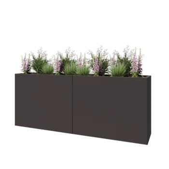 Stål plantekasse XXL - Rektangel - 200 x 40 x 80 cm - RAL7016 mat (antracitgrå) - Med bundplade