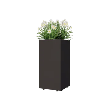 Stål plantekasse - Firkant - 40 x 40 x 80 cm - RAL7016 mat (antracitgrå) - Med bundplade - Med ben
