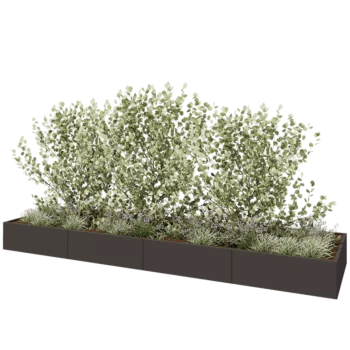 Stål plantekasse XXL - Rektangel - 480 x 120 x 40 cm - RAL7016 mat (antracitgrå) - Med bundplade