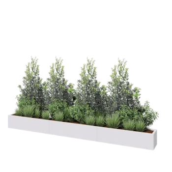 Stål plantekasse XXL - Rektangel - 360 x 30 x 30 cm - RAL9010 mat (hvid) - Uden bundplade