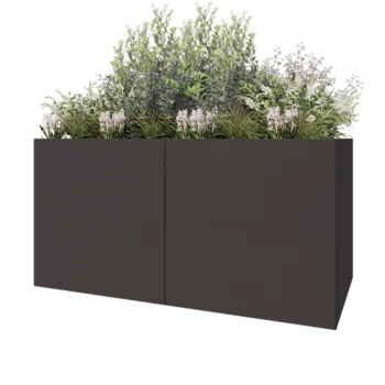 Stål plantekasse XXL - Rektangel - 200 x 100 x 100 cm - RAL7016 mat (antracitgrå) - Med bundplade