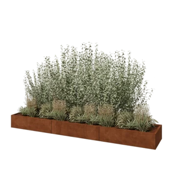 Cortenstål plantekasse XXL - Rektangel - 360 x 60 x 30 cm - Med bundplade