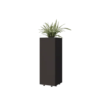 Stål plantekasse - Firkant - 30 x 30 x 80 cm - RAL7016 mat (antracitgrå) - Med bundplade - Med ben