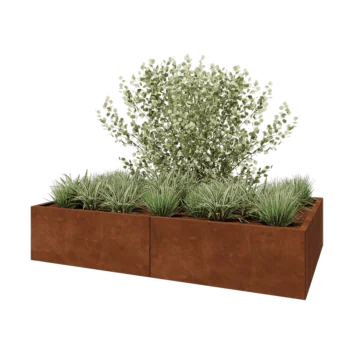 Cortenstål plantekasse XXL - Rektangel - 200 x 120 x 40 cm - Med bundplade