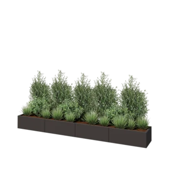 Stål plantekasse XXL - Rektangel - 320 x 40 x 30 cm - RAL7016 mat (antracitgrå) - Uden bundplade