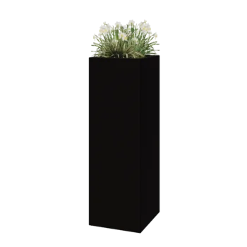Plantekasse i glasfiber - Kvadratisk - 40 x 40 x 120 cm - RAL9005 mat (sort) - Med bund