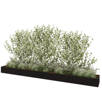 Stål plantekasse XXL - Rektangel - 480 x 50 x 30 cm - RAL9005 mat (sort) - Med bundplade