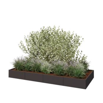 Stål plantekasse XXL - Rektangel - 320 x 120 x 30 cm - RAL7016 mat (antracitgrå) - Uden bundplade