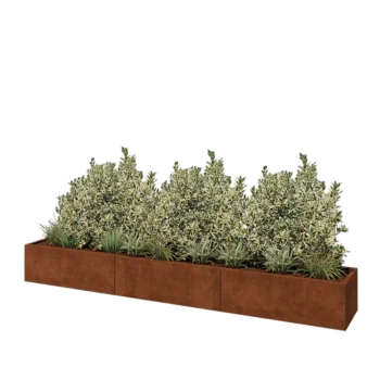 Cortenstål plantekasse XXL - Rektangel - 360 x 50 x 40 cm - Med bundplade