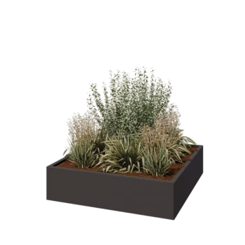 Stål plantekasse - Firkant - 120 x 120 x 30 cm - RAL7016 mat (antracitgrå) - Uden bundplade