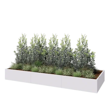 Stål plantekasse XXL - Rektangel - 360 x 120 x 40 cm - RAL9010 mat (hvid) - Uden bundplade