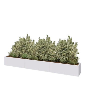 Stål plantekasse XXL - Rektangel - 360 x 40 x 40 cm - RAL9010 mat (hvid) - Uden bundplade