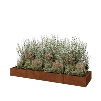 Cortenstål plantekasse XXL - Rektangel - 320 x 80 x 30 cm - Med bundplade