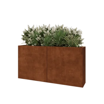 Cortenstål plantekasse XXL - Rektangel - 160 x 30 x 80 cm - Med bundplade