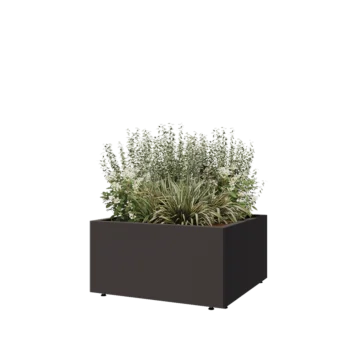 Stål plantekasse - Firkant - 80 x 80 x 40 cm - RAL7016 mat (antracitgrå) - Med bundplade - Med ben