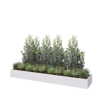 Stål plantekasse XXL - Rektangel - 320 x 60 x 30 cm - RAL9010 mat (hvid) - Uden bundplade