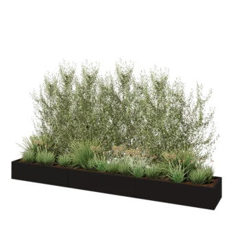 Stål plantekasse XXL - Rektangel - 360 x 50 x 30 cm - RAL9005 mat (sort) - Uden bundplade