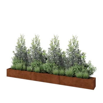 Cortenstål plantekasse XXL - Rektangel - 360 x 30 x 30 cm - Uden bundplade