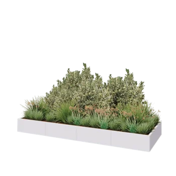 Stål plantekasse XXL - Rektangel - 320 x 100 x 30 cm - RAL9010 mat (hvid) - Uden bundplade