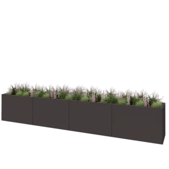 Stål plantekasse XXL - Rektangel - 480 x 60 x 80 cm - RAL7016 mat (antracitgrå) - Uden bundplade