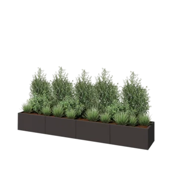 Stål plantekasse XXL - Rektangel - 320 x 50 x 40 cm - RAL7016 mat (antracitgrå) - Uden bundplade
