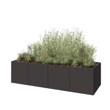 Stål plantekasse XXL - Rektangel - 320 x 100 x 80 cm - RAL7016 mat (antracitgrå) - Uden bundplade