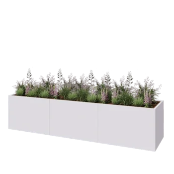 Stål plantekasse XXL - Rektangel - 360 x 80 x 80 cm - RAL9010 mat (hvid) - Uden bundplade