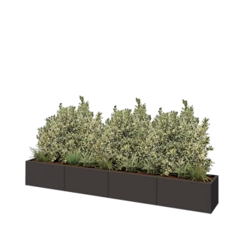 Stål plantekasse XXL - Rektangel - 320 x 40 x 40 cm - RAL7016 mat (antracitgrå) - Med bundplade