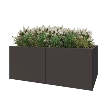 Stål plantekasse XXL - Rektangel - 200 x 80 x 80 cm - RAL7016 mat (antracitgrå) - Med bundplade