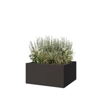Stål plantekasse - Firkant - 80 x 80 x 40 cm - RAL7016 mat (antracitgrå) - Med bundplade