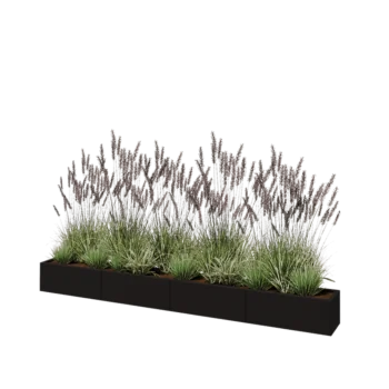 Stål plantekasse XXL - Rektangel - 320 x 30 x 30 cm - RAL9005 mat (sort) - Uden bundplade