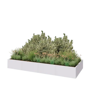 Stål plantekasse XXL - Rektangel - 320 x 120 x 40 cm - RAL9010 mat (hvid) - Uden bundplade