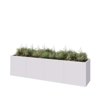 Stål plantekasse XXL - Rektangel - 320 x 60 x 80 cm - RAL9010 mat (hvid) - Uden bundplade